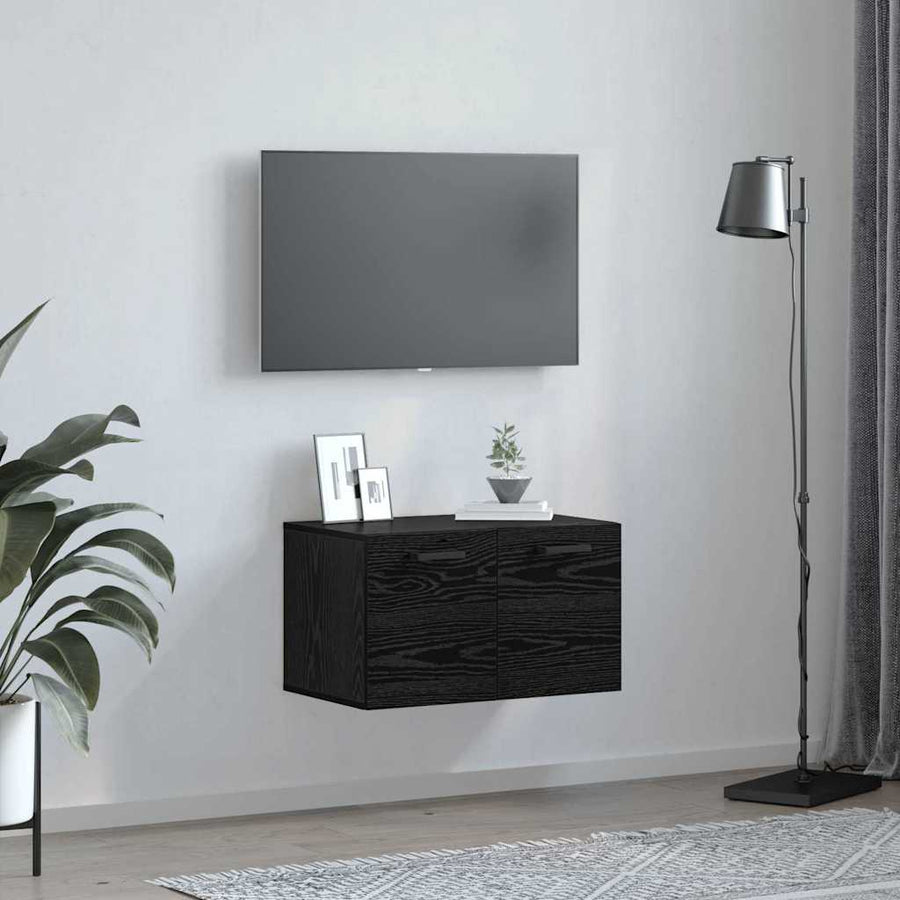 Wandkast Zwart eiken 60 x 36.5 x 35 cm Bewerkt hout