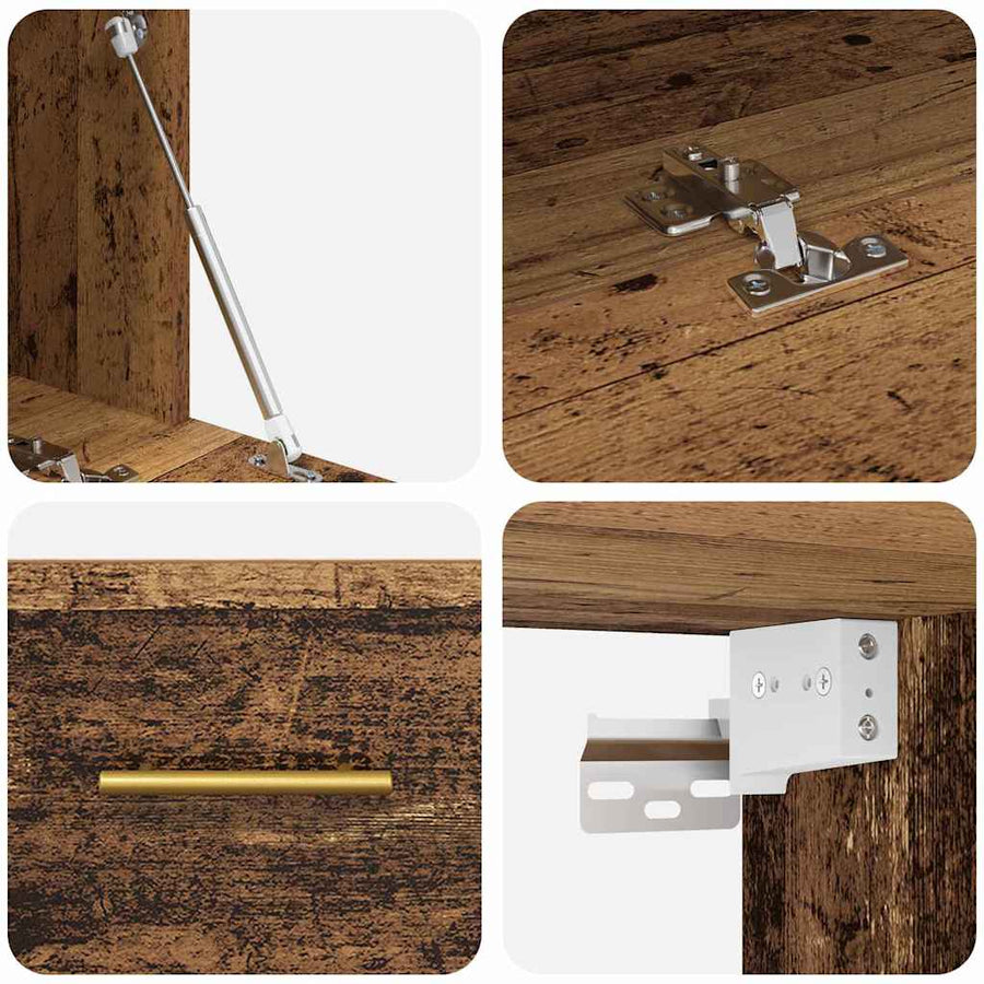 Wandkast Wandgemonteerd Oud hout 80 x 36.5 x 35 cm Bewerkt hout