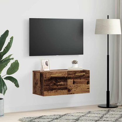 Wandkast Wandgemonteerd Oud hout 80 x 36.5 x 35 cm Bewerkt hout