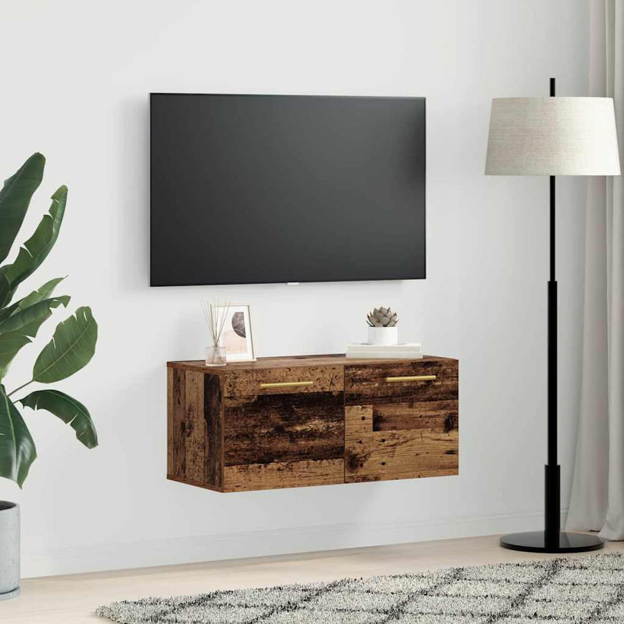 Wandkast Wandgemonteerd Oud hout 80 x 36.5 x 35 cm Bewerkt hout