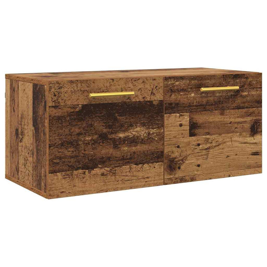Wandkast Wandgemonteerd Oud hout 80 x 36.5 x 35 cm Bewerkt hout
