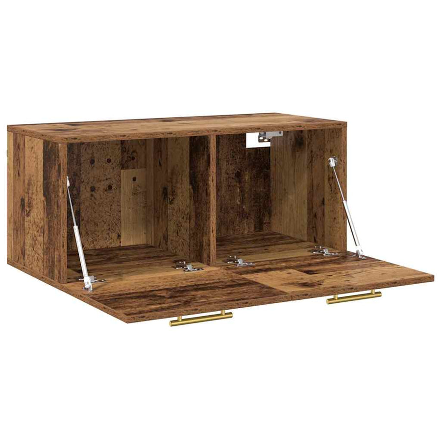 Wandkast Wandgemonteerd Oud hout 80 x 36.5 x 35 cm Bewerkt hout