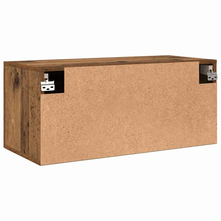 Wandkast Wandgemonteerd Oud hout 80 x 36.5 x 35 cm Bewerkt hout