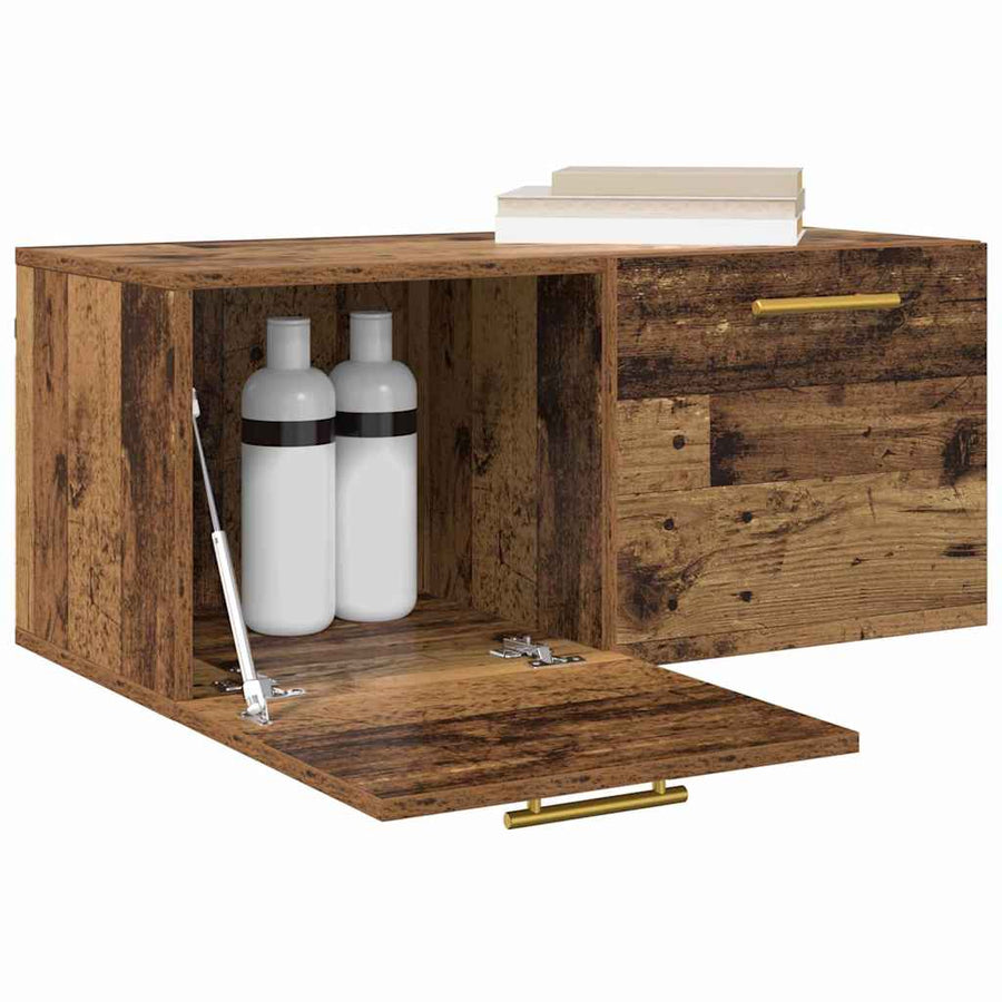 Wandkast Wandgemonteerd Oud hout 80 x 36.5 x 35 cm Bewerkt hout