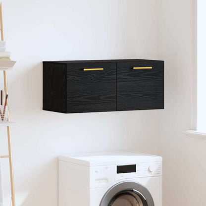 Wandkast Zwart eiken 80 x 36.5 x 35 cm Bewerkt hout