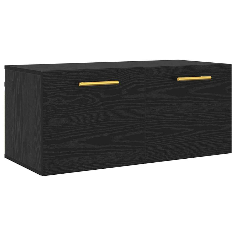 Wandkast Zwart eiken 80 x 36.5 x 35 cm Bewerkt hout