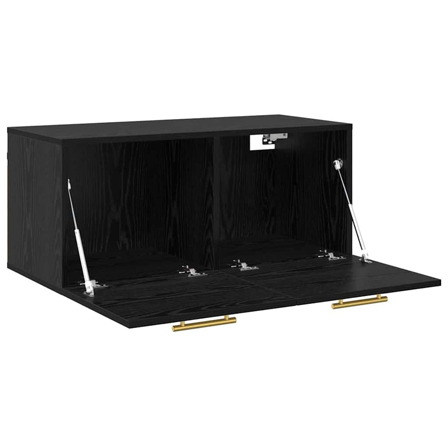 Wandkast Zwart eiken 80 x 36.5 x 35 cm Bewerkt hout