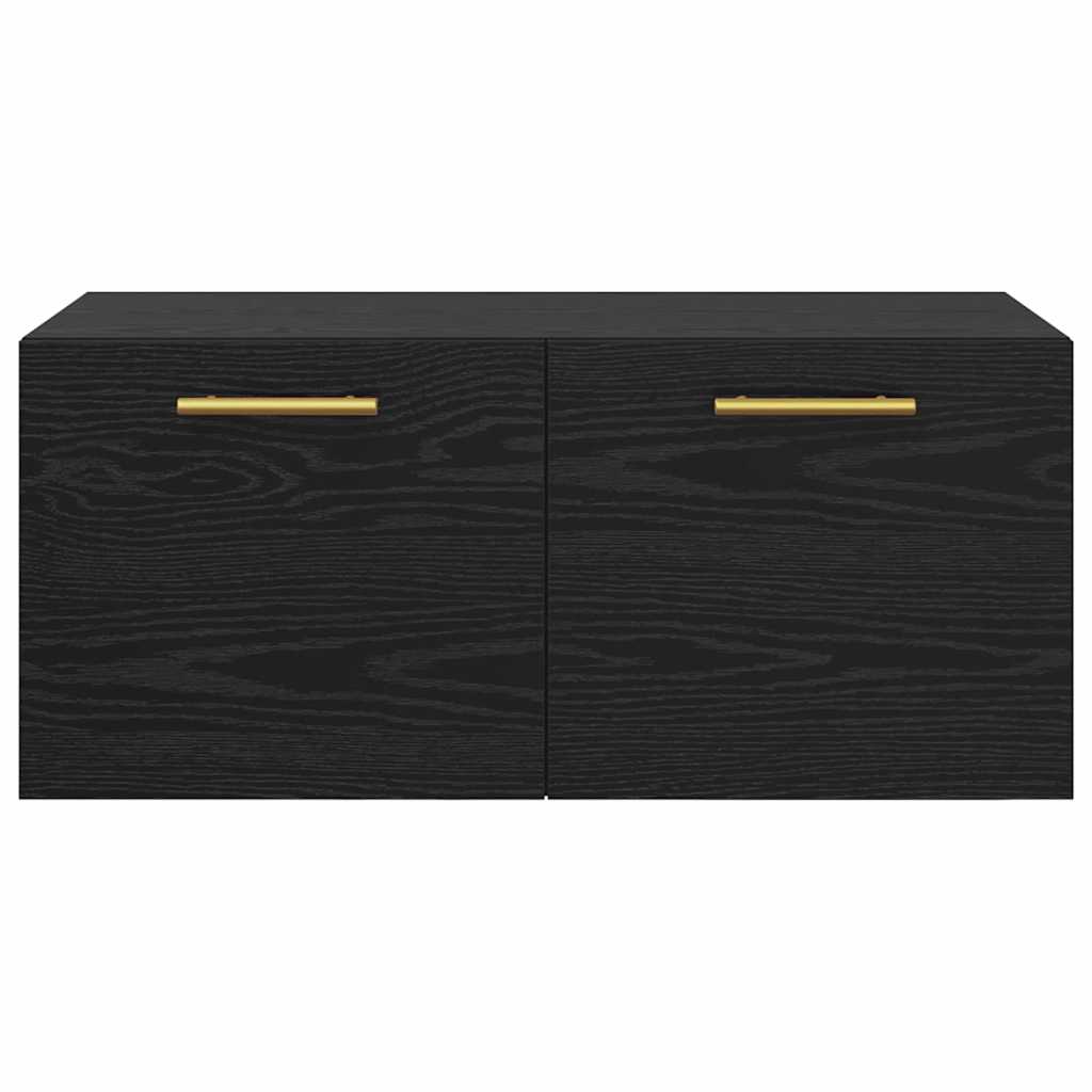 Wandkast Zwart eiken 80 x 36.5 x 35 cm Bewerkt hout