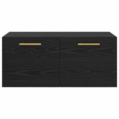 Wandkast Zwart eiken 80 x 36.5 x 35 cm Bewerkt hout