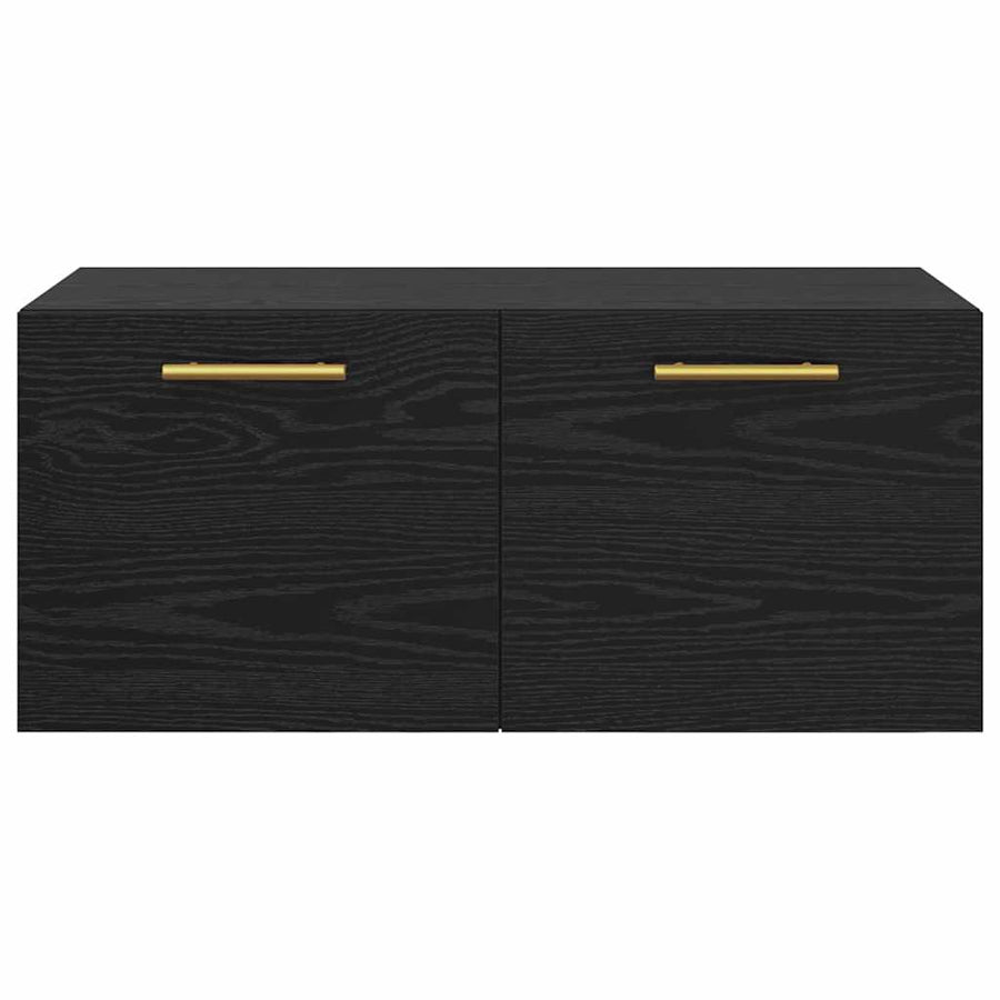 Wandkast Zwart eiken 80 x 36.5 x 35 cm Bewerkt hout