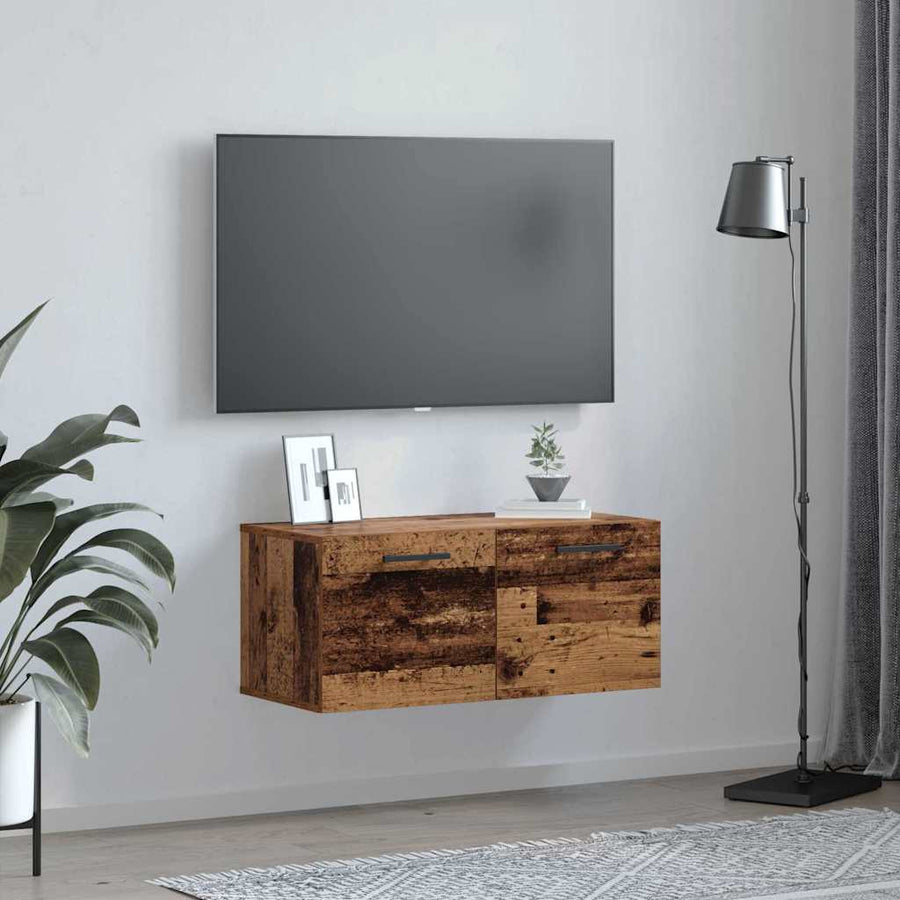 Wandkast Wandgemonteerd Oud hout 80 x 36.5 x 35 cm Bewerkt hout