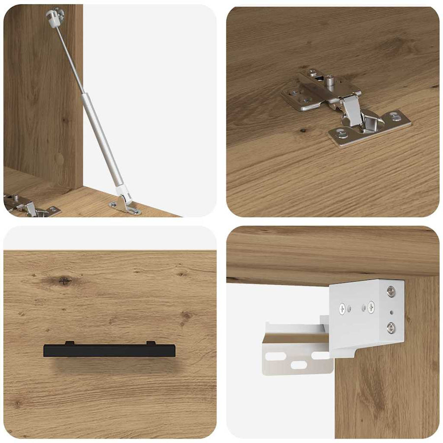 Wandkast artisanaal eikenkleurig 80 x 36.5 x 35 cm Bewerkt hout
