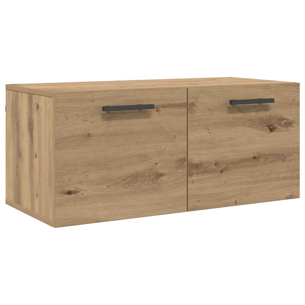 Wandkast artisanaal eikenkleurig 80 x 36.5 x 35 cm Bewerkt hout