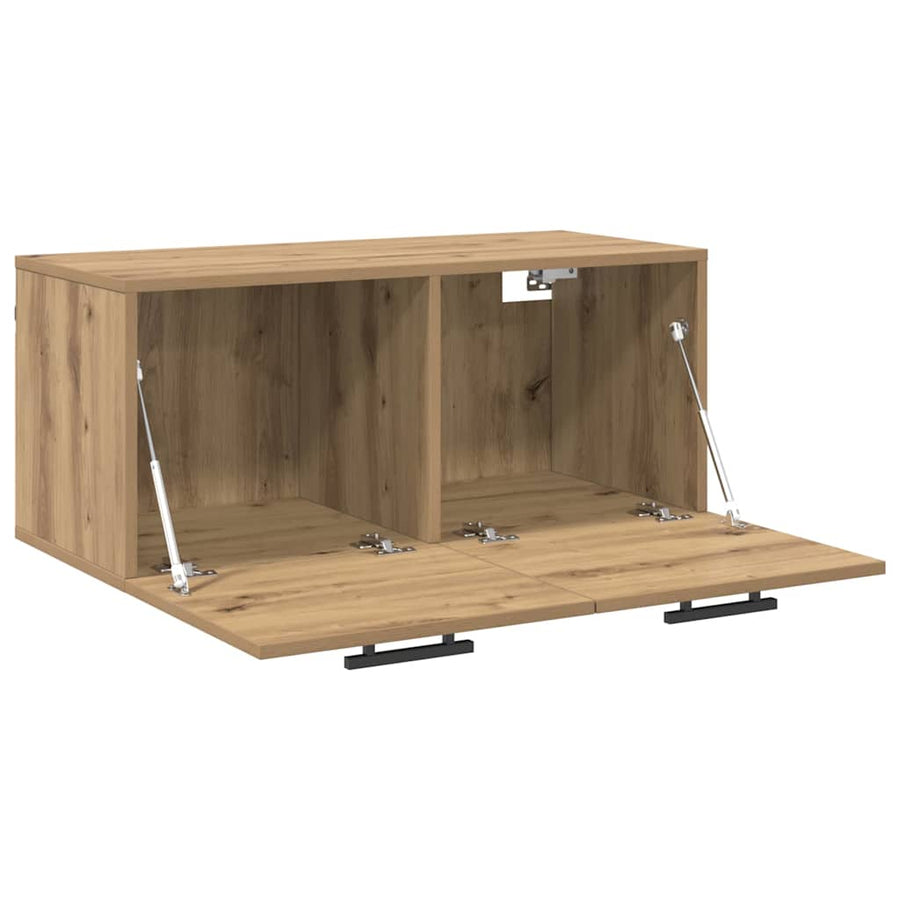 Wandkast artisanaal eikenkleurig 80 x 36.5 x 35 cm Bewerkt hout