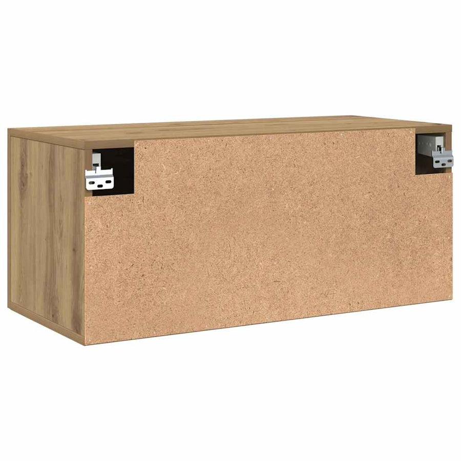 Wandkast artisanaal eikenkleurig 80 x 36.5 x 35 cm Bewerkt hout