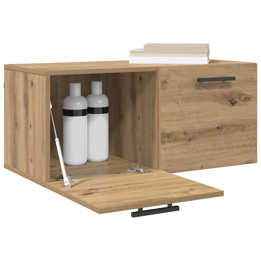 Wandkast artisanaal eikenkleurig 80 x 36.5 x 35 cm Bewerkt hout