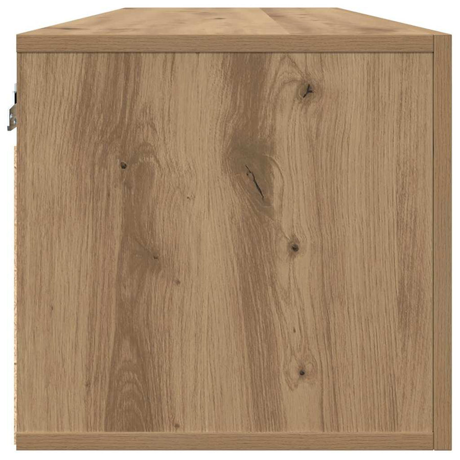 Wandkast artisanaal eikenkleurig 80 x 36.5 x 35 cm Bewerkt hout