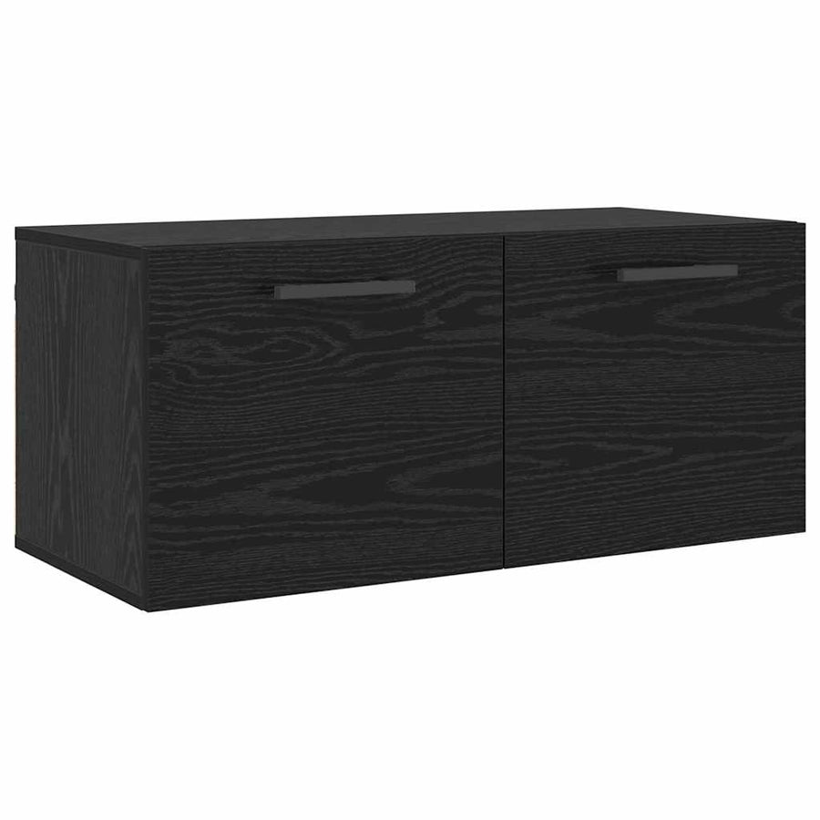 Wandkast Zwart eiken 80 x 36.5 x 35 cm Bewerkt hout