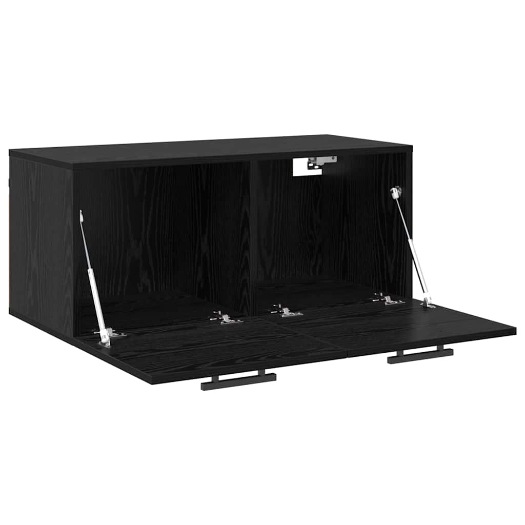Wandkast Zwart eiken 80 x 36.5 x 35 cm Bewerkt hout