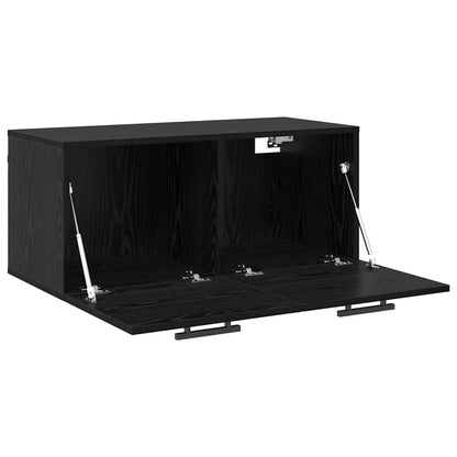 Wandkast Zwart eiken 80 x 36.5 x 35 cm Bewerkt hout