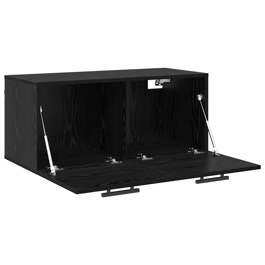 Wandkast Zwart eiken 80 x 36.5 x 35 cm Bewerkt hout
