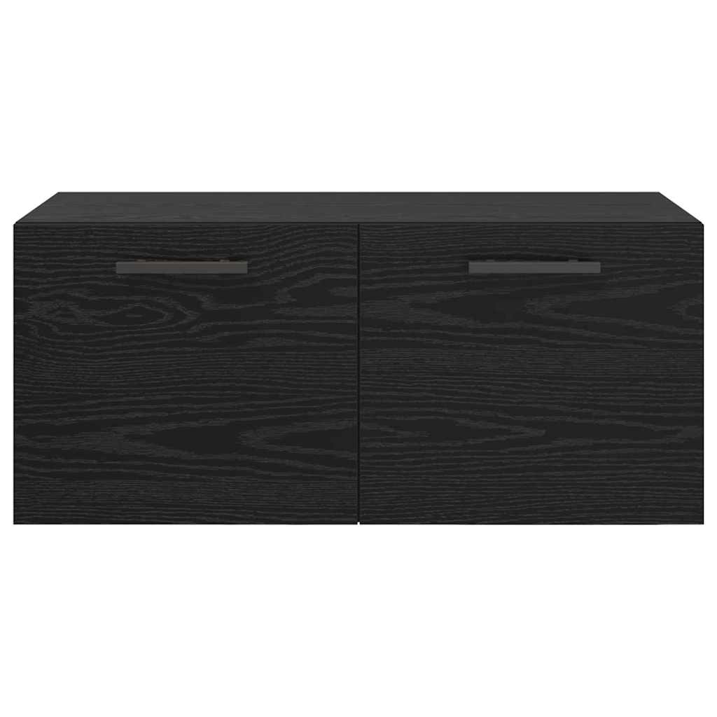 Wandkast Zwart eiken 80 x 36.5 x 35 cm Bewerkt hout