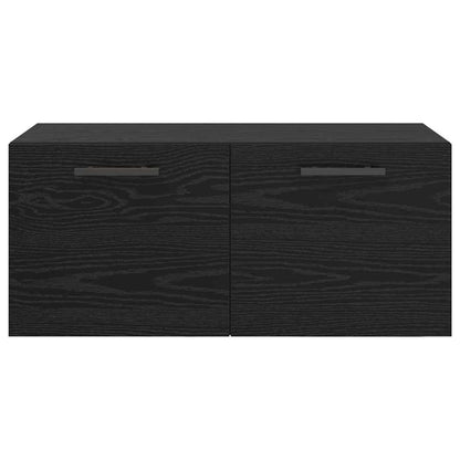 Wandkast Zwart eiken 80 x 36.5 x 35 cm Bewerkt hout