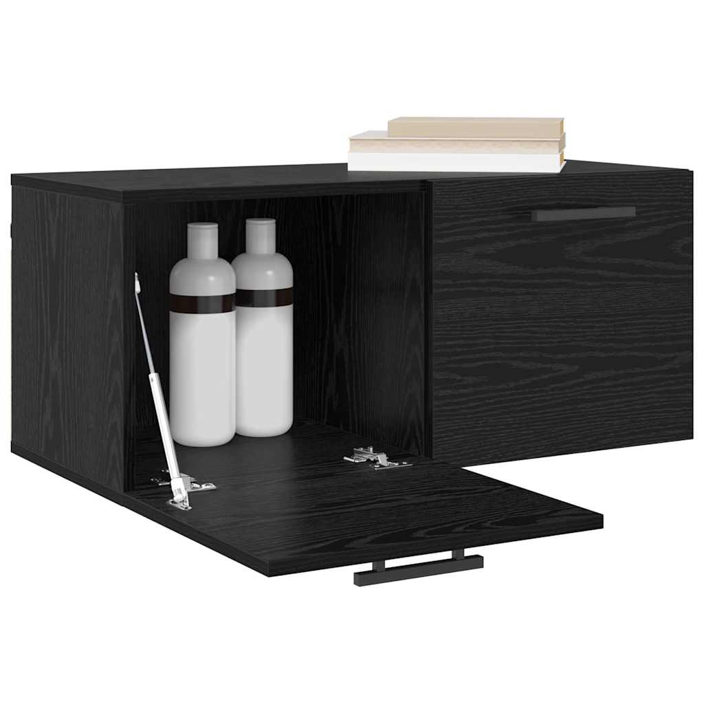 Wandkast Zwart eiken 80 x 36.5 x 35 cm Bewerkt hout