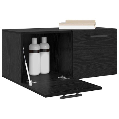 Wandkast Zwart eiken 80 x 36.5 x 35 cm Bewerkt hout