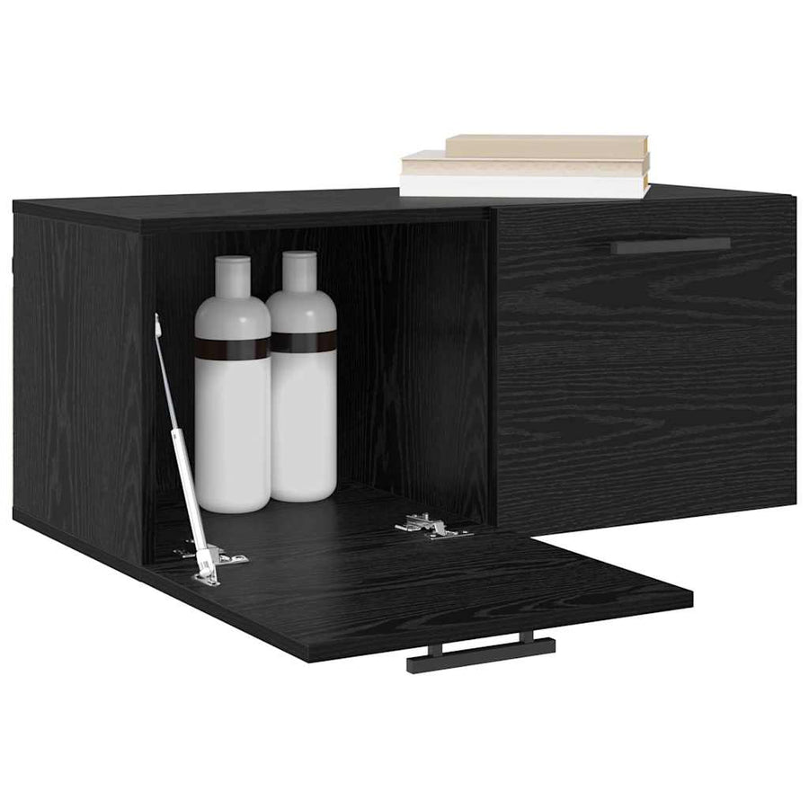 Wandkast Zwart eiken 80 x 36.5 x 35 cm Bewerkt hout