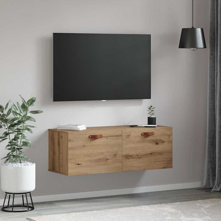 Wandkast artisanaal eikenkleurig 100 x 36.5 x 35 cm