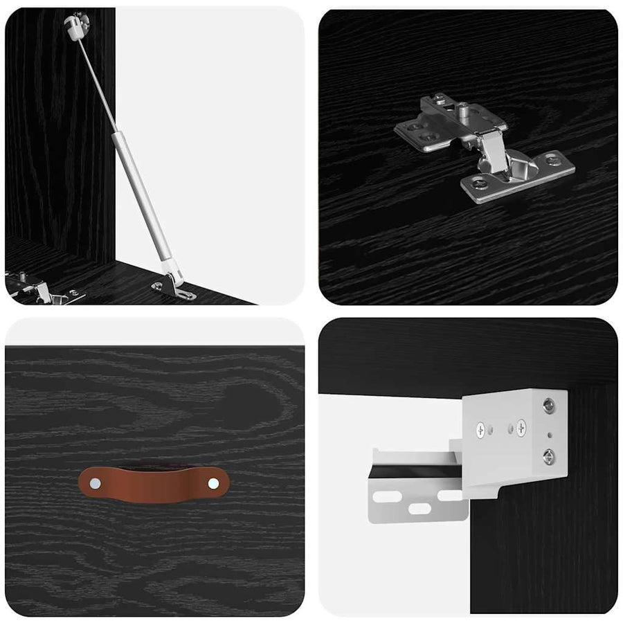 Wandkast Zwart eiken 100 x 36.5 x 35 cm Bewerkt hout