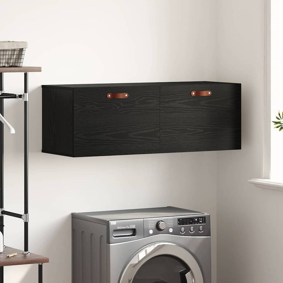 Wandkast Zwart eiken 100 x 36.5 x 35 cm Bewerkt hout