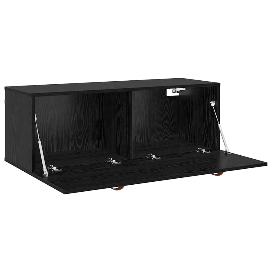 Wandkast Zwart eiken 100 x 36.5 x 35 cm Bewerkt hout