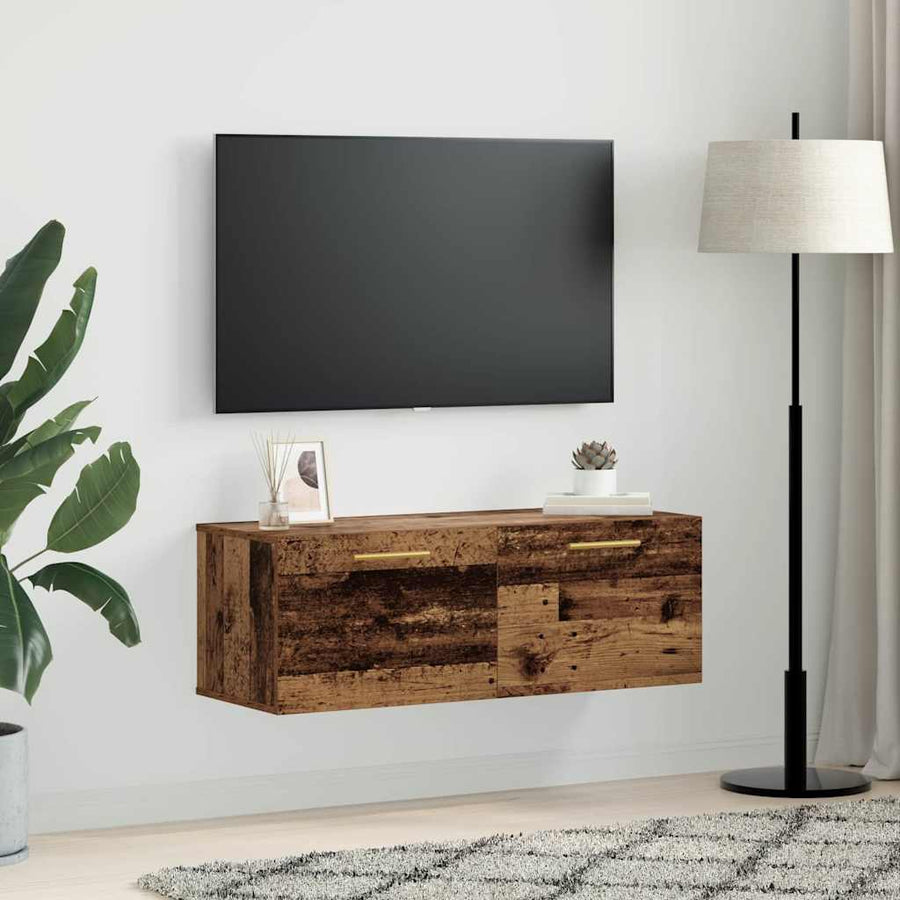 Wandkast Oud hout 100 x 36.5 x 35 cm Bewerkt hout