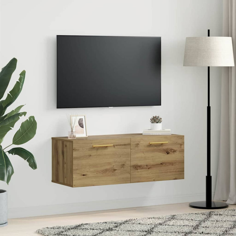 Wandkast artisanaal eikenkleurig 100 x 36.5 x 35 cm