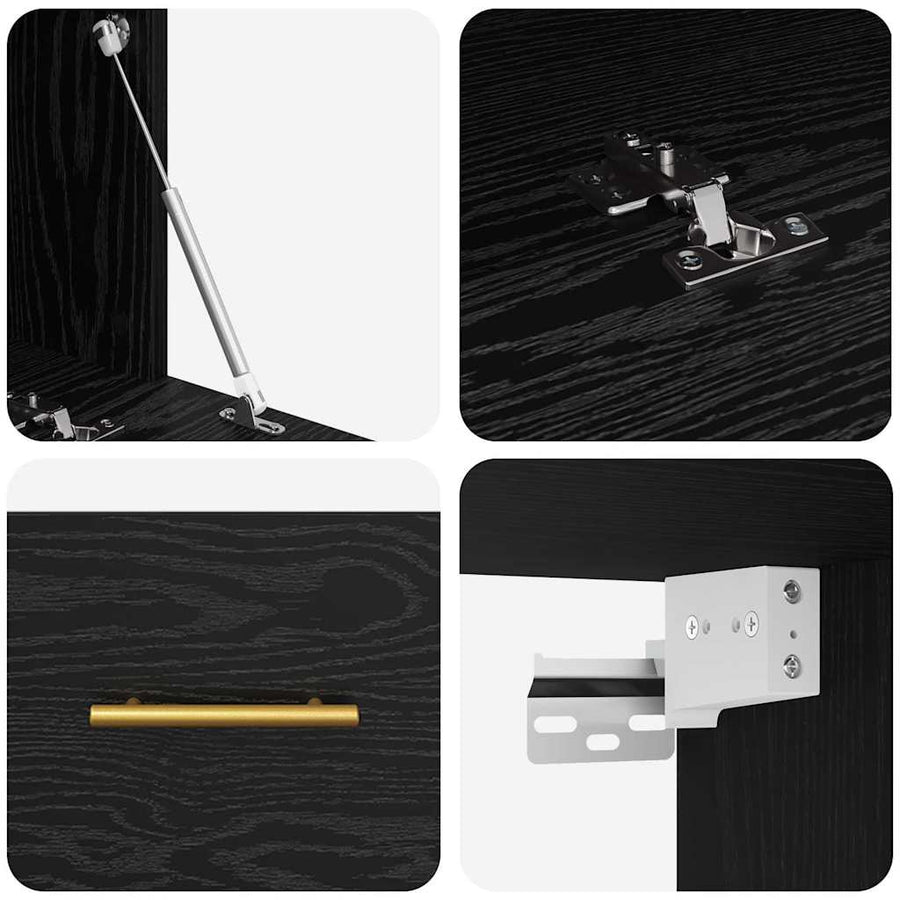 Wandkast Zwart eiken 100 x 36.5 x 35 cm Bewerkt hout
