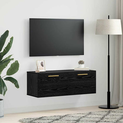 Wandkast Zwart eiken 100 x 36.5 x 35 cm Bewerkt hout