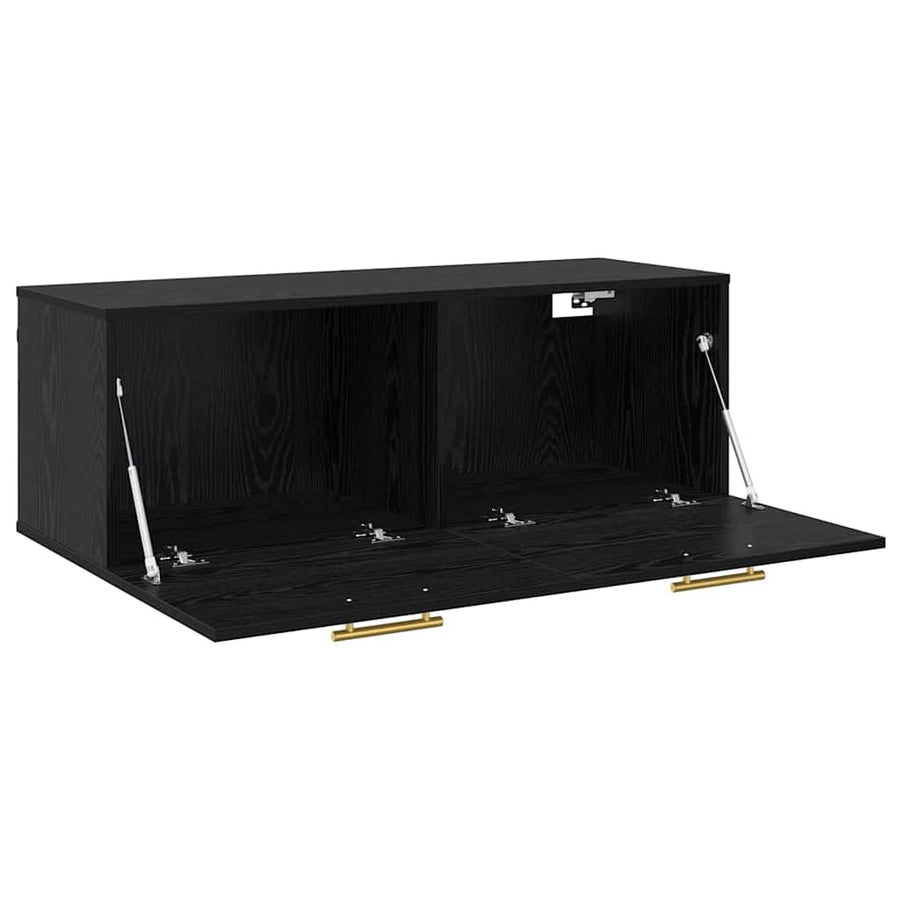 Wandkast Zwart eiken 100 x 36.5 x 35 cm Bewerkt hout