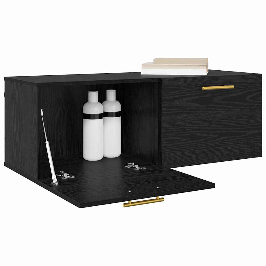 Wandkast Zwart eiken 100 x 36.5 x 35 cm Bewerkt hout