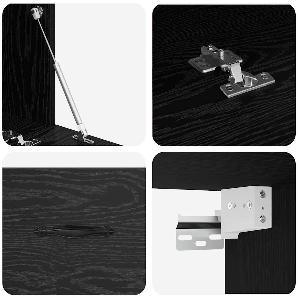 Wandkast Zwart eiken 100 x 36.5 x 35 cm Bewerkt hout