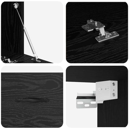 Wandkast Zwart eiken 100 x 36.5 x 35 cm Bewerkt hout