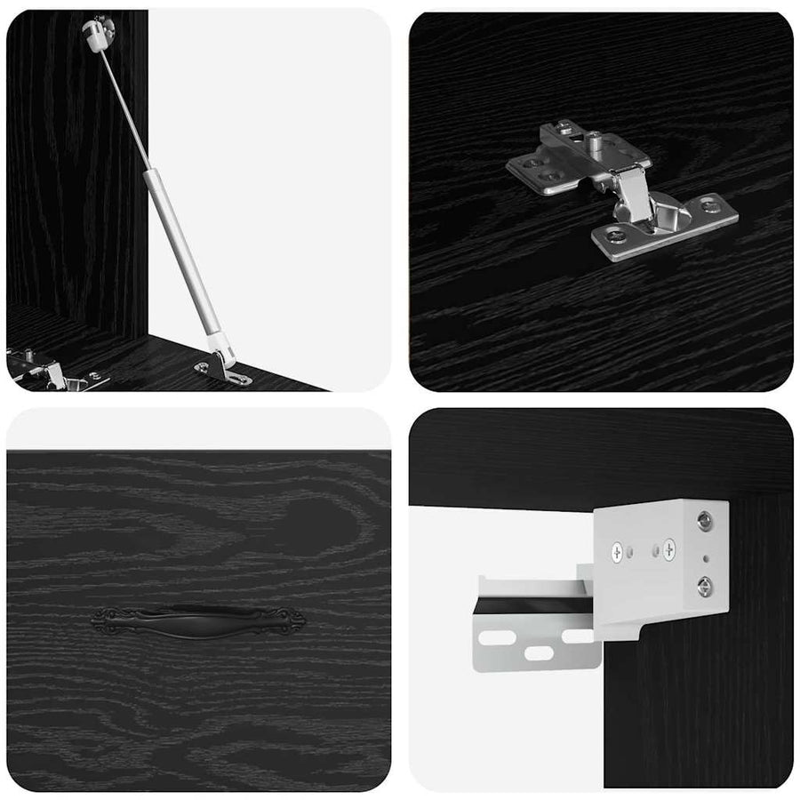 Wandkast Zwart eiken 100 x 36.5 x 35 cm Bewerkt hout