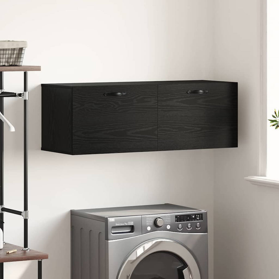 Wandkast Zwart eiken 100 x 36.5 x 35 cm Bewerkt hout