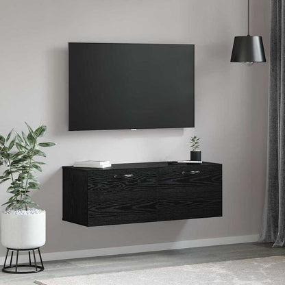 Wandkast Zwart eiken 100 x 36.5 x 35 cm Bewerkt hout