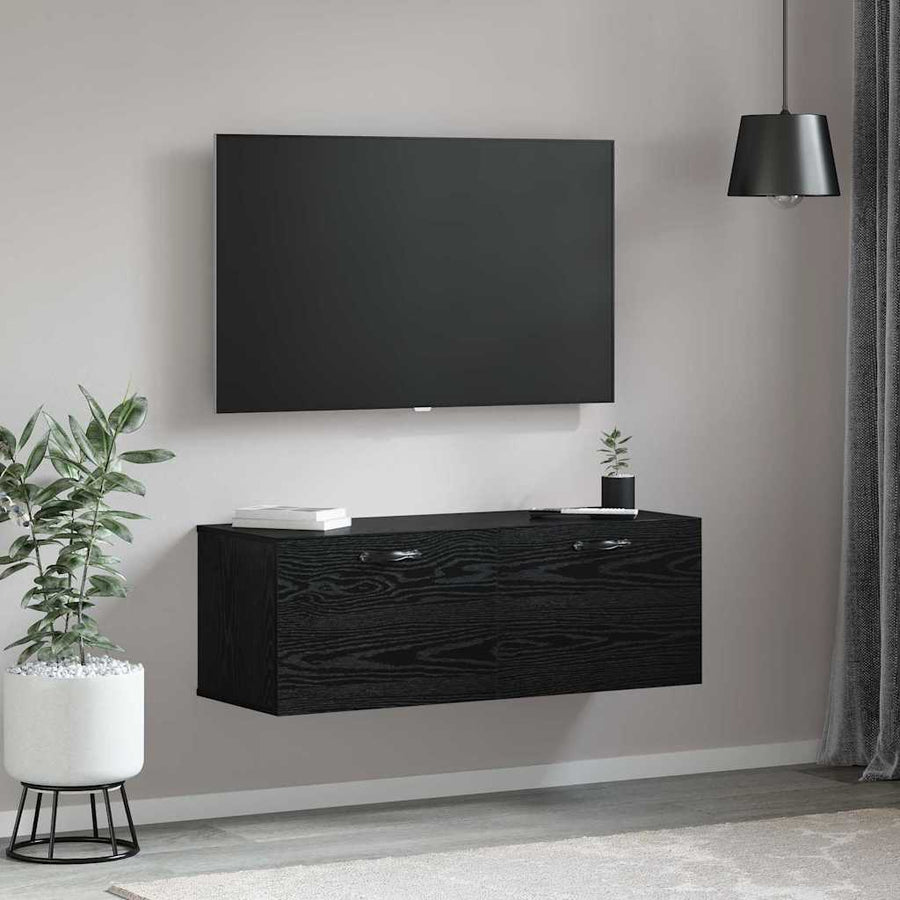 Wandkast Zwart eiken 100 x 36.5 x 35 cm Bewerkt hout