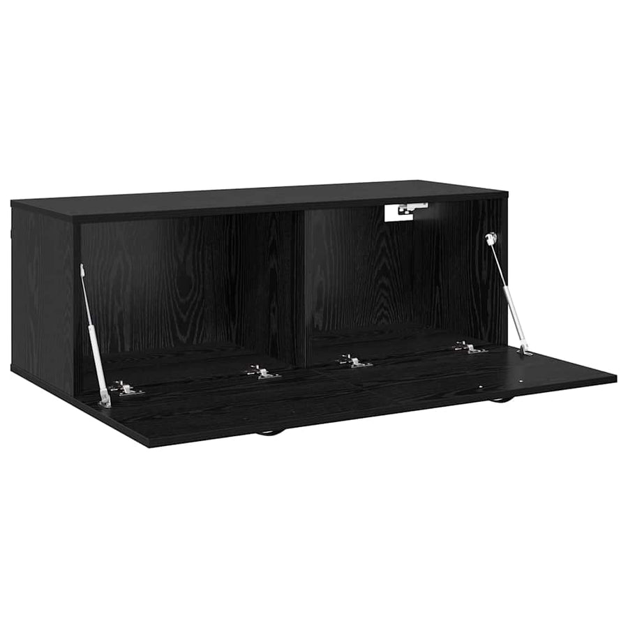 Wandkast Zwart eiken 100 x 36.5 x 35 cm Bewerkt hout