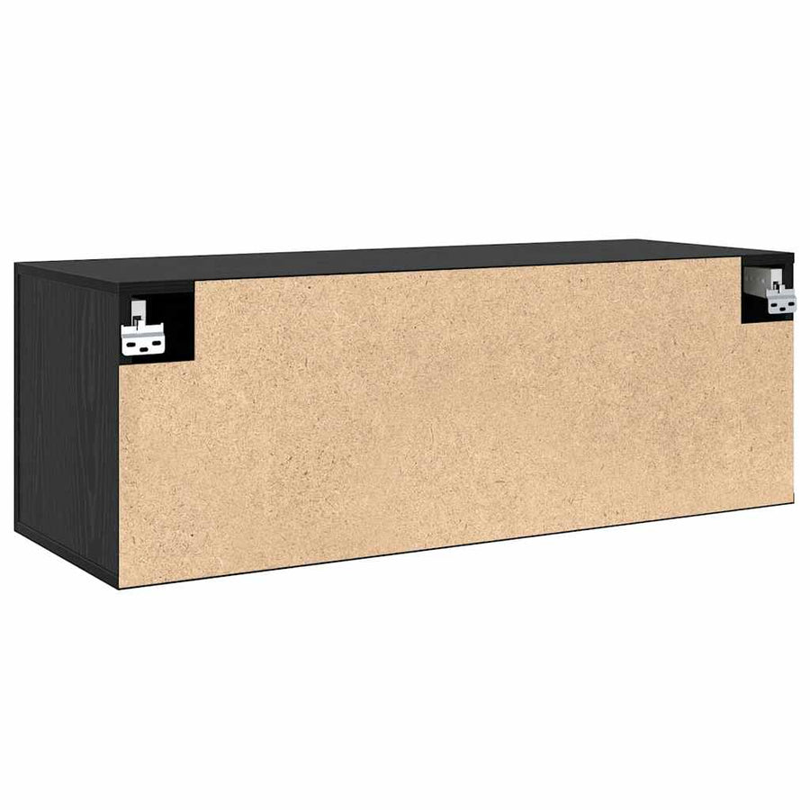 Wandkast Zwart eiken 100 x 36.5 x 35 cm Bewerkt hout