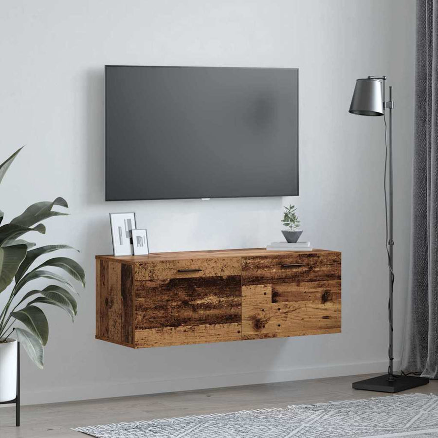 Wandkast Oud hout 100 x 36.5 x 35 cm Bewerkt hout