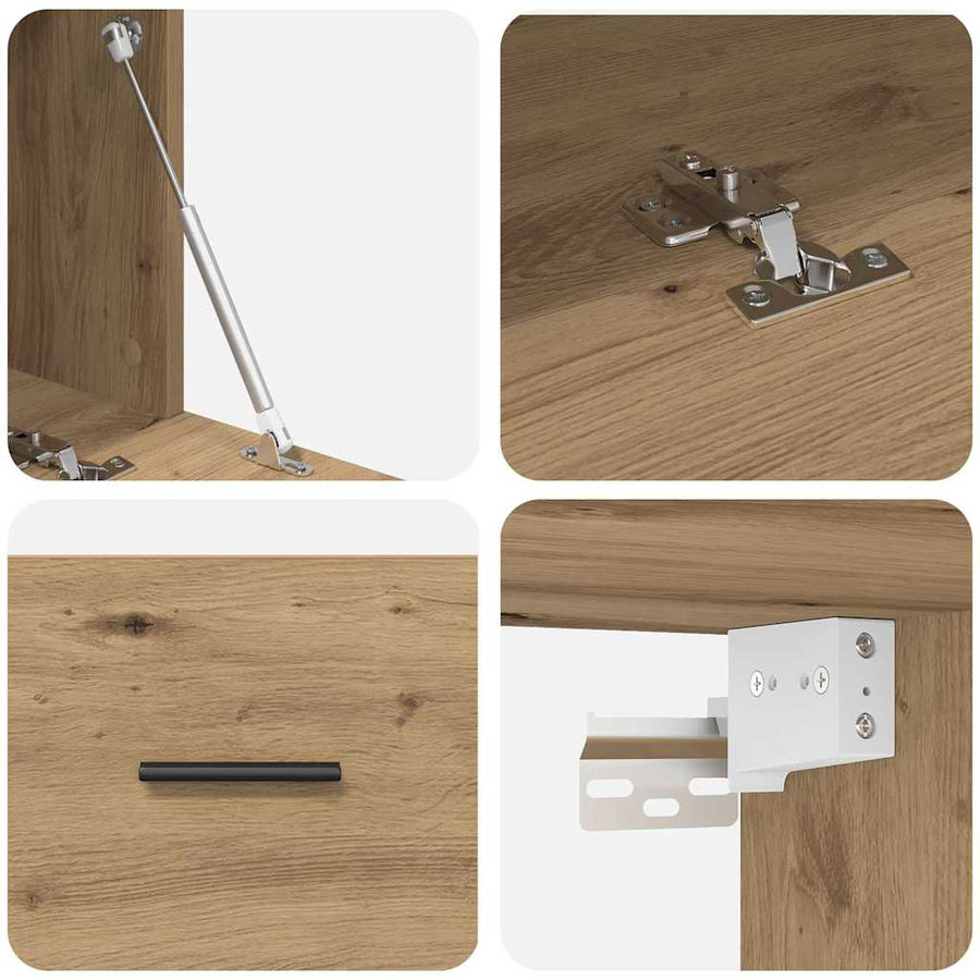 Wandkast artisanaal eikenkleurig 100 x 36.5 x 35 cm
